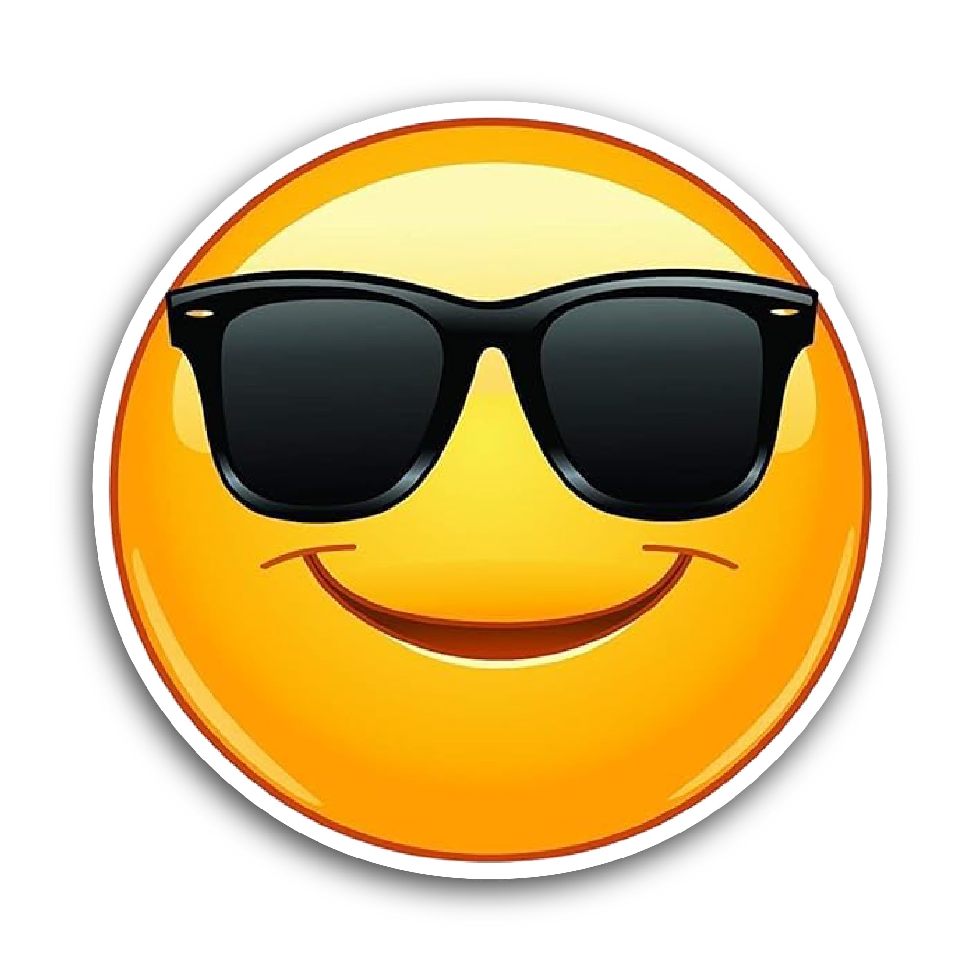2 (Pieces) 3" and 5" Smiley Face with Sunglass Sticker, Waterproof Vinyl Decals for Many Purpose Like Cars, Trucks, Laptops, Phones, Windows and More