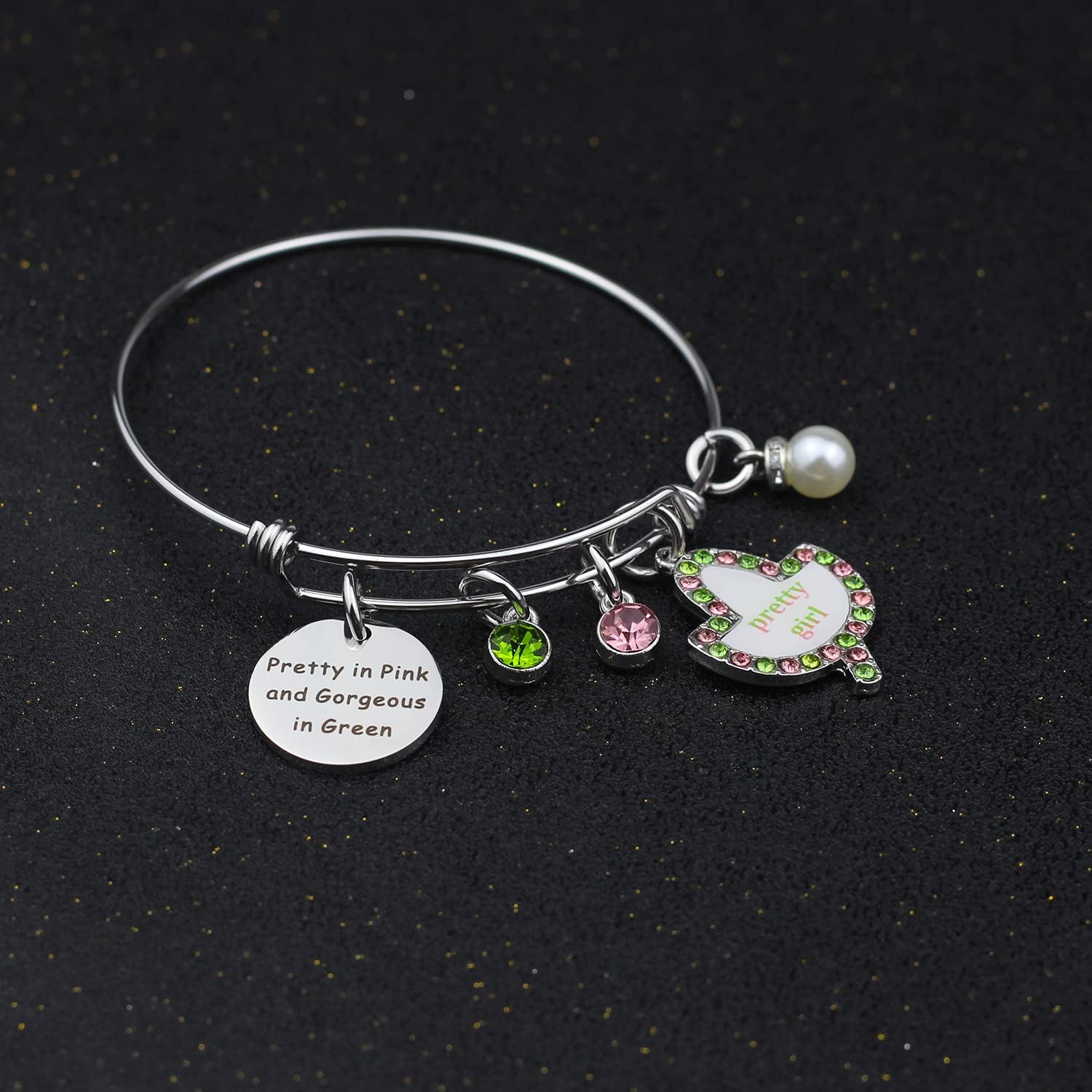 Keeblon Sorority Paraphernalia Gift for Women Greek Sorority Bracelet Sisterhood Graduation Gift Jewelry Pretty in Pink Gorgeous in Green Bracelet - Image 4