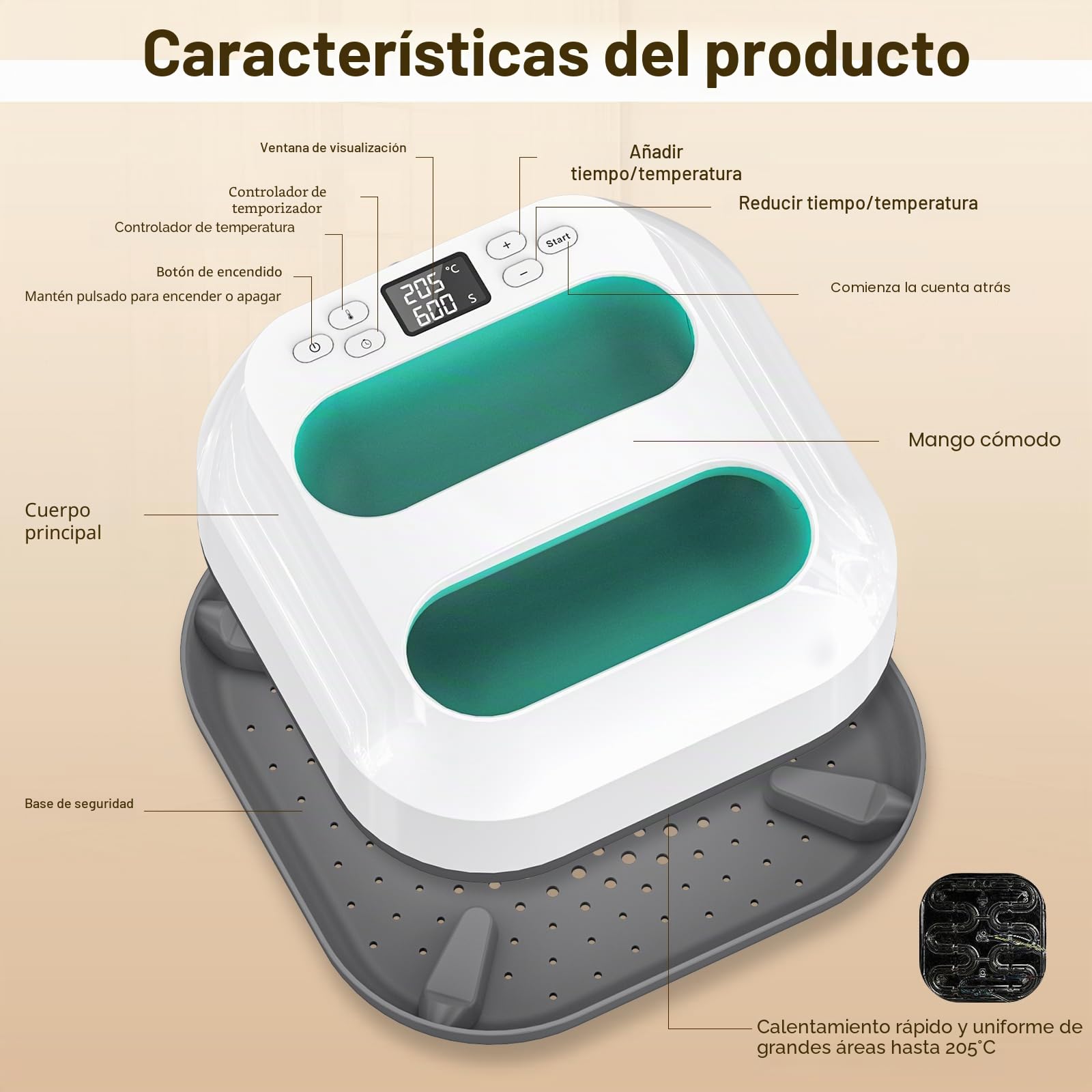 Prensa de Calor,Prensa de Calor Portátil 22.5cm*22.5cm,Portátil DIY Prensa Termica con Temporizador,ara Camisetas, algodón, bolsos de metal, alfombrillas