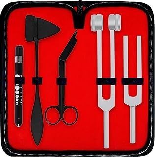 DEXSUR Diagnostics Kit - Percussion Taylor Reflex Hammer + C 128 & C 512 Tuning Forks + Bandage Scissors + Pupil Gauge Pen...