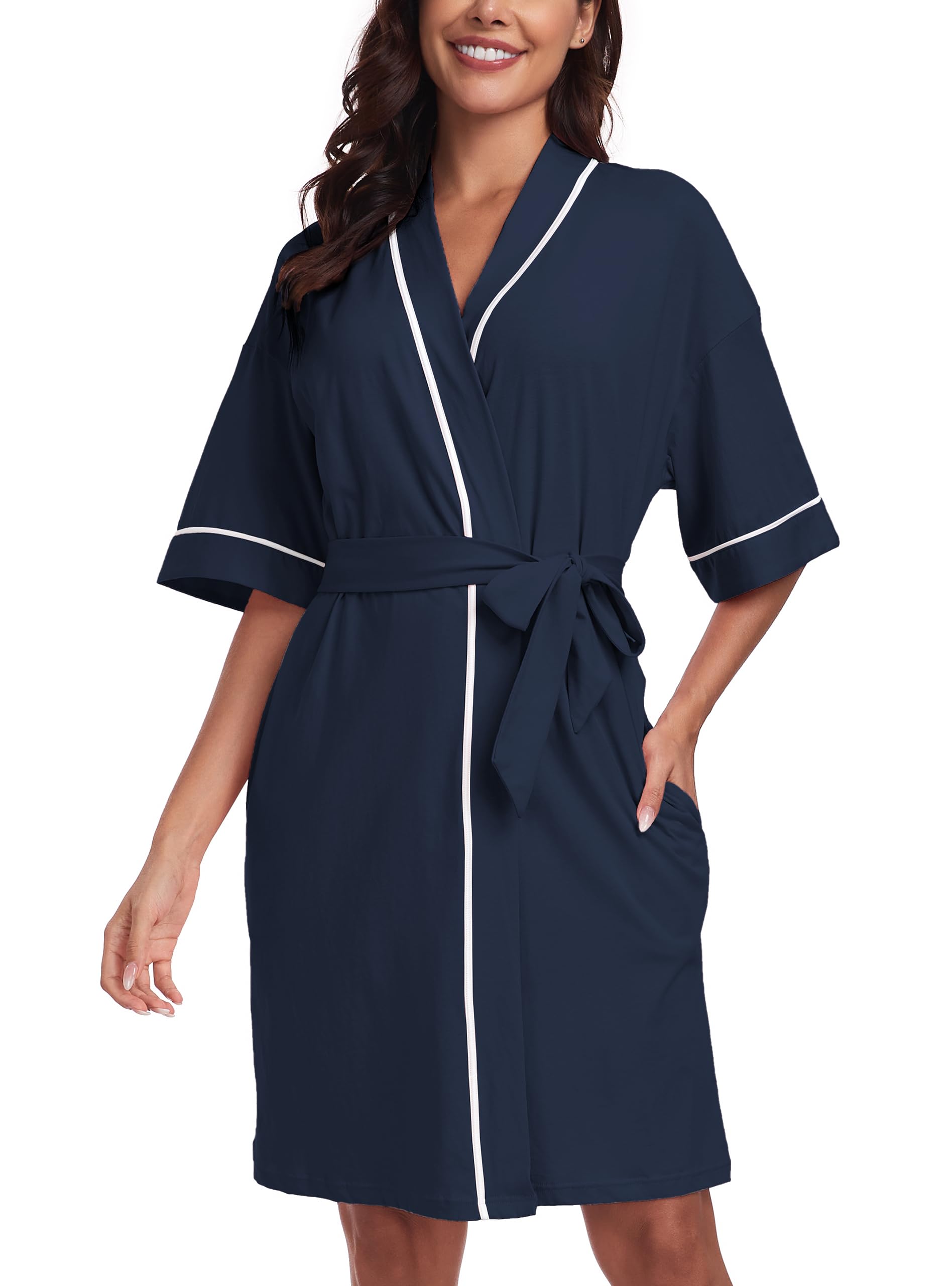 EA'S SECRETRobes for Women Summer Lightweight Bathrobe Bamboo Short Kimono Robe Soft Spa Bath robe Sleepwear for Ladies