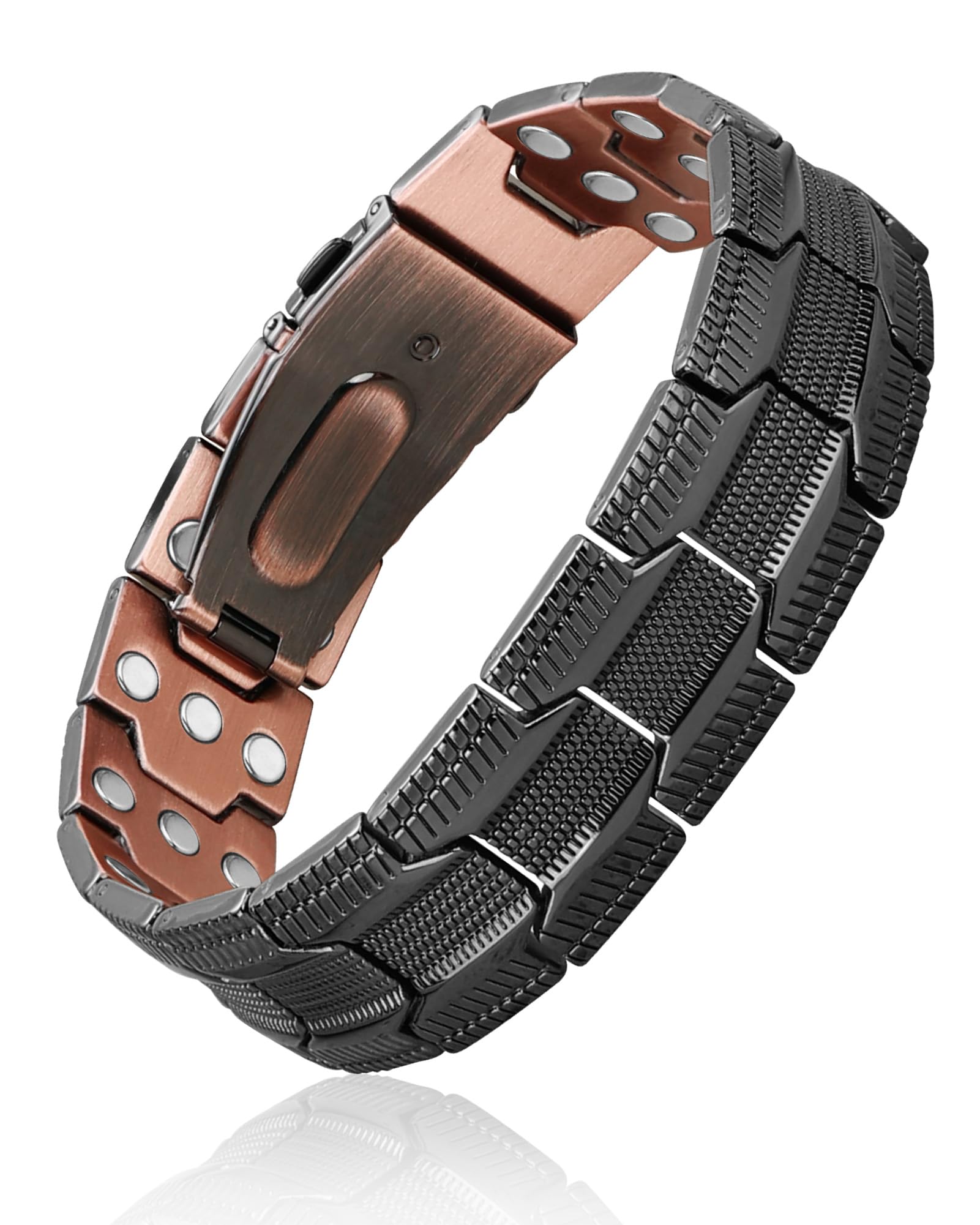 BioMag Bracelet magnétique pour homme en cuivre pur 99,99 % - Bracelet de thérapie magnétique avec outil de réglage de la taille gratuit pour une longueur de poignet individuelle
