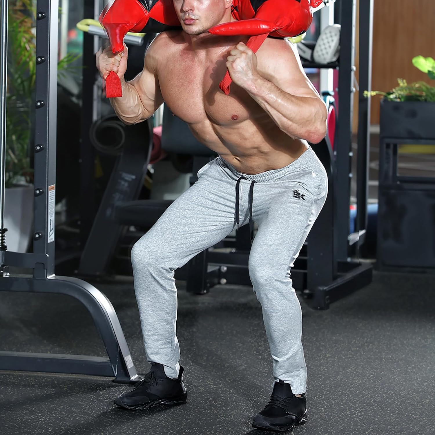 BROKIG Men's Zip Joggers Casual Gym Workout Track Pants - Image 2