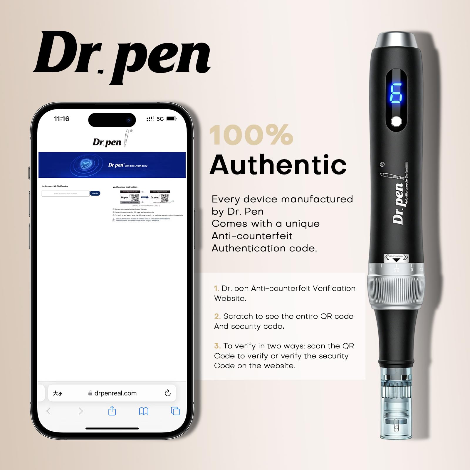 Dr. Pen M7S Professioneller Microneedling Pen, 6 Geschwindigkeitsstufen & LED-Anzeige, 20 Ersatzpatronen, Elektrischer Mikronadelstift für Haarwachstum, Gesicht, Körper und Hautpflege