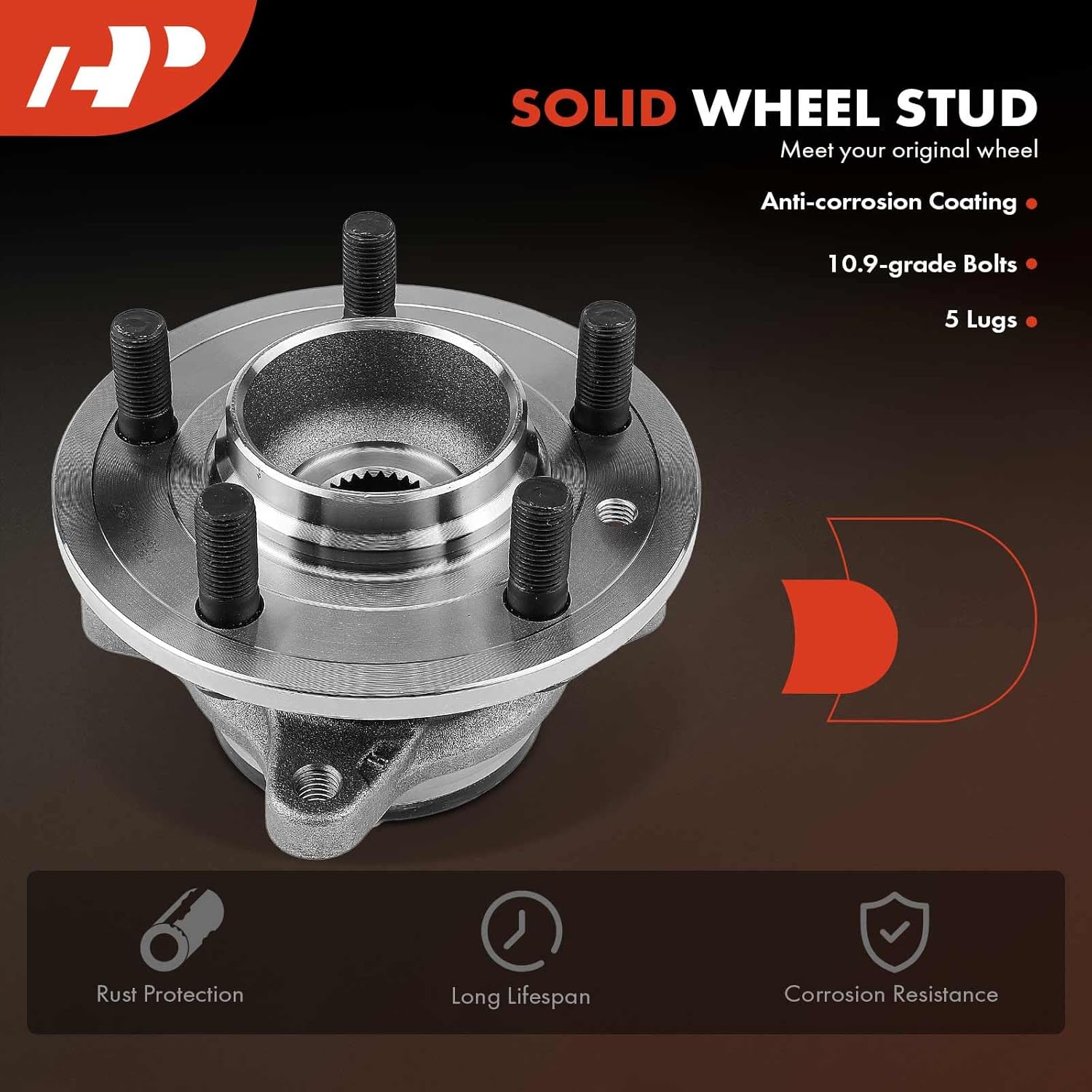 A-Premium Front Wheel Bearing and Hub Assembly with 5-Lug Compatible with Land Rover Range Rover Sport 2006-2013, LR3 2005-2009, LR4 2010-2014