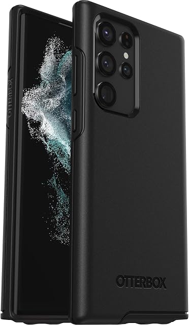 OtterBox Symmetry Case for Galaxy S22 Ultra, Shockproof, Drop proof, Protective Thin Case, 3x Tested to Military Standard, Antimicrobial Protection, Black