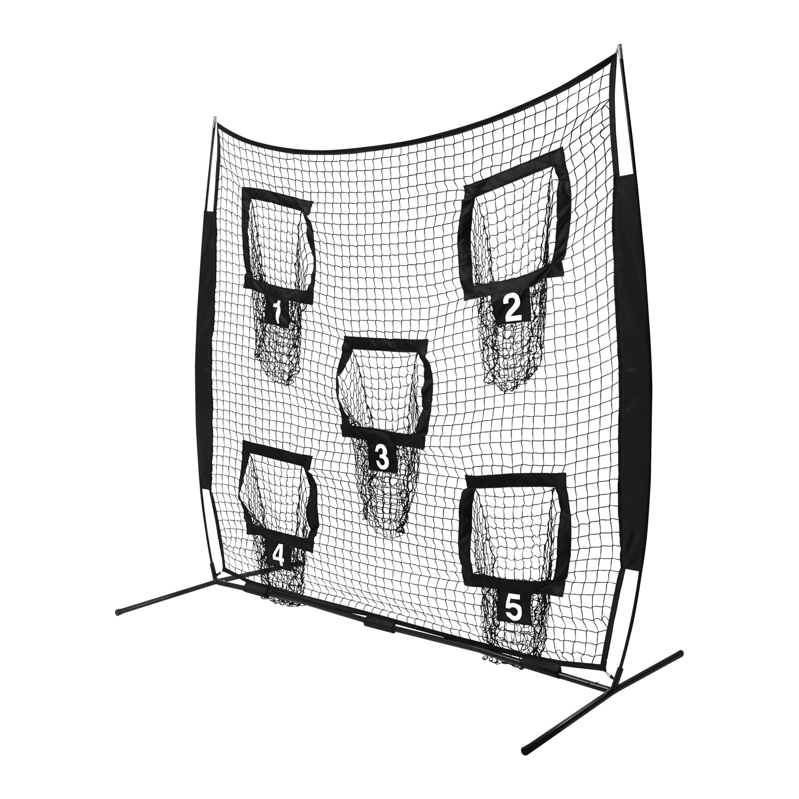 Quarterback Filet d'entraînement de rugby avec 5 poches cibles, chaque longueur du tube inférieur 1,1 m, pour l'extérieur et l'intérieur, 17,8 x 18,7 cm