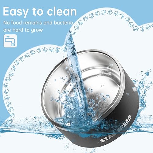 Miniatura 3 de Cuenco de acero inoxidable para perros, extragrande, resistente a las caídas, mantiene el frío, se adapta a cuencos de comida para perros grandes