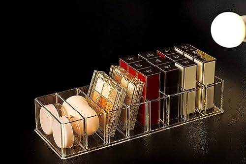 Miniatura 4 de Paquete de 2 organizadores de maquillaje desmontables, 8 compartimentos acrílicos para almacenamiento de cosméticos, cajas de exhibición de joyas,