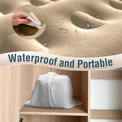 Miniatura 7 de Colchón de aire Queen con bomba integrada, cama de aire portátil para campamento e invitados, colchón inflable antifugas con parte superior flocada