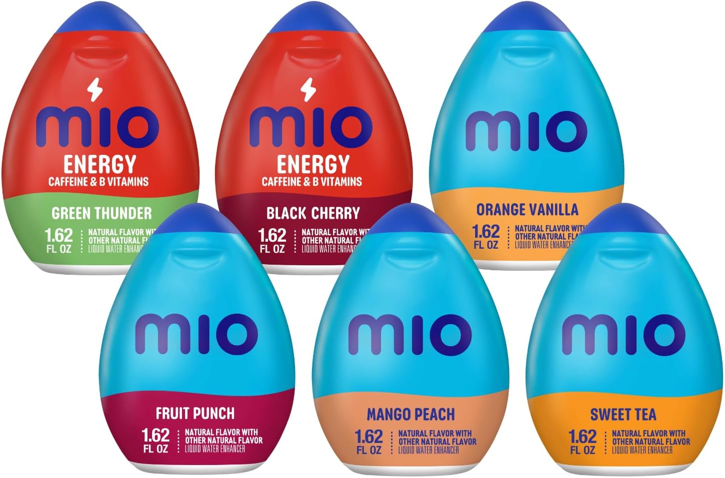 Water Enhancement Variety Pack Includes Green Thunder, Black Cherry, Orange Tangerine, Fruit Punch, Mango Peach and Sweet Tea 1.62 Fl Oz each (Pack of 6)