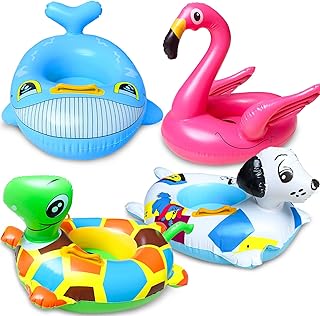 4 Pack Inflatable Pool Floats for Toddler Age 3-7 Animal Swim Tube Rings for