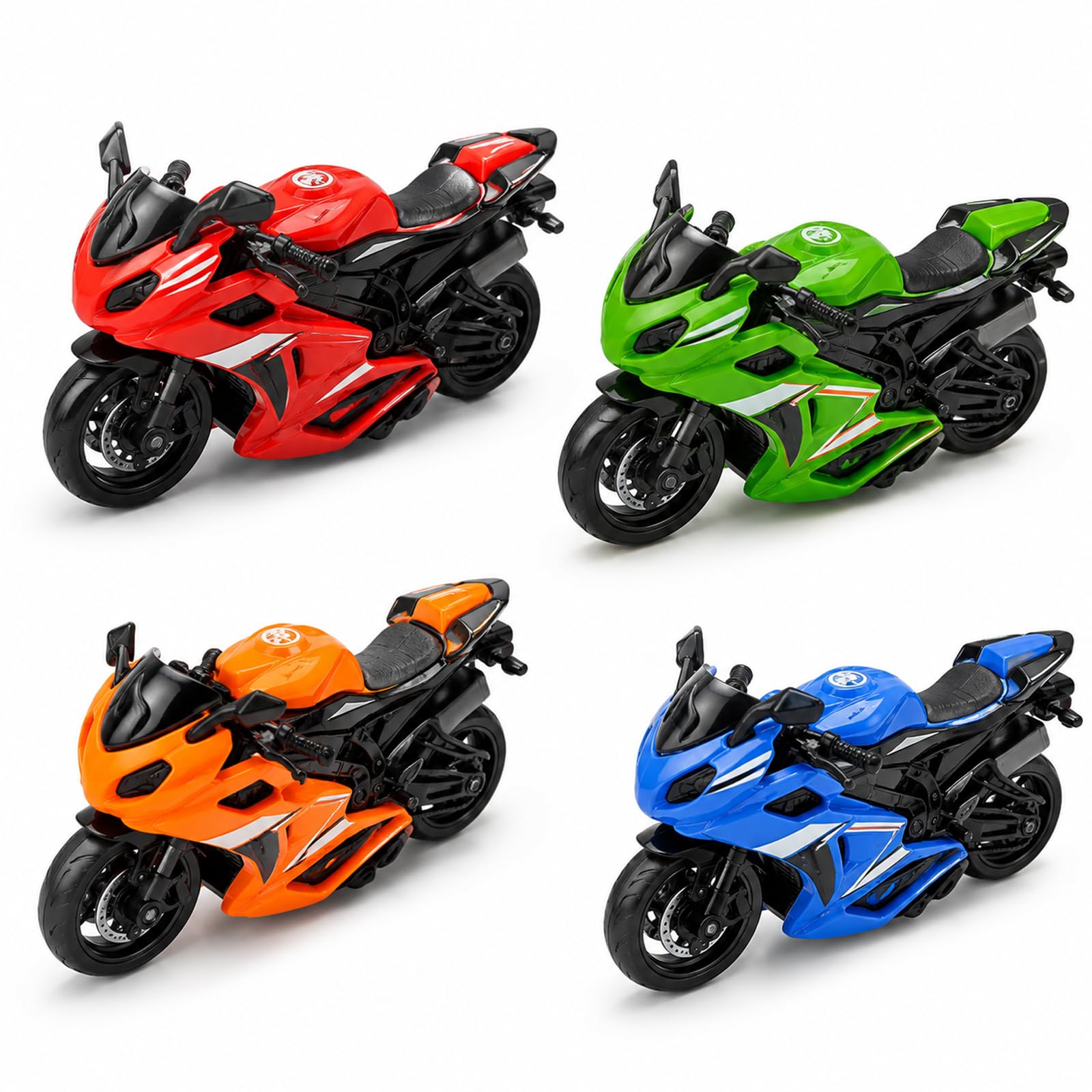 BYYDANFC 4 Piece Motorcycle Display Set, Motorcycle Themed Decor Collection, Detailed Model Bikes for Display