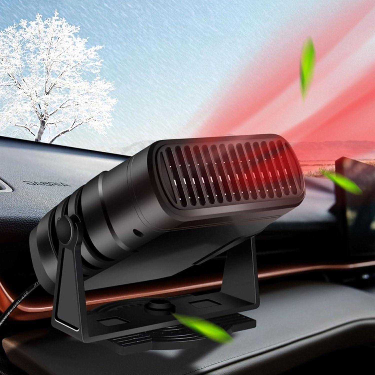 Calentador de Coche Portátil 12V, 120W Calefactor de Aire, Calentador con Ventilador de Frío/Calo para Coche, Calentador del Parabrisas del Desempañador del Coche, con 360 ° Ajustable y Cable 1.1M