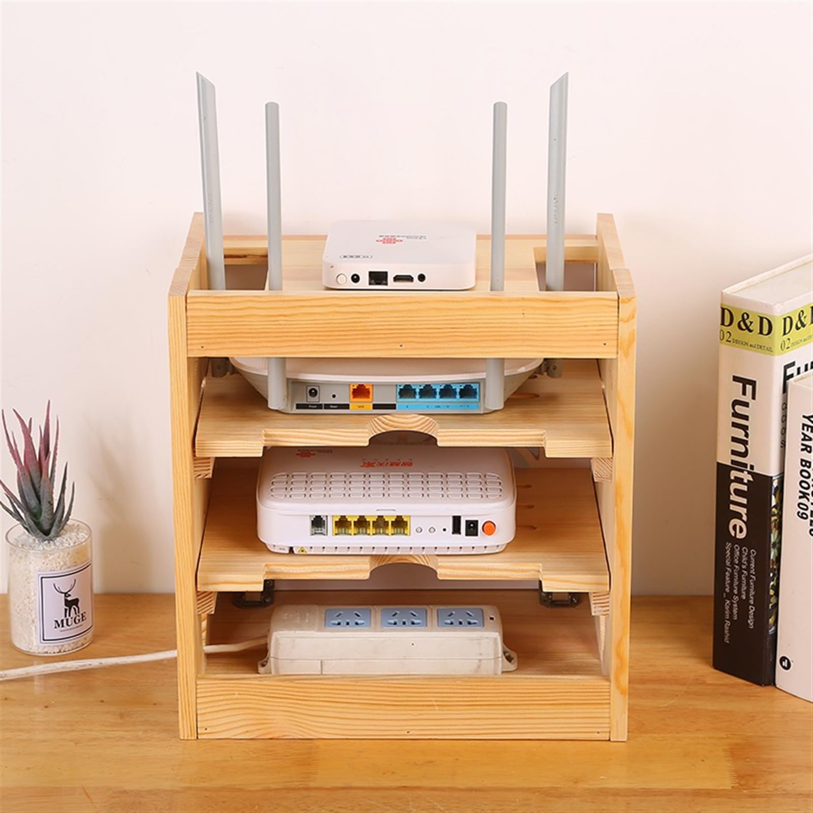 Organizadora de Cables Caja de almacenamiento de enrutador caja de almacenamiento de cable de alimentación enchufable de madera maciza wifi inalámbrico luz gato decodificador rack personalización Caja