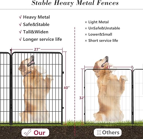 Vista 57 de Corralito para perros de 32 pulgadas, 16 paneles, para interiores y exteriores, para perros medianos y pequeños, valla de metal resistente