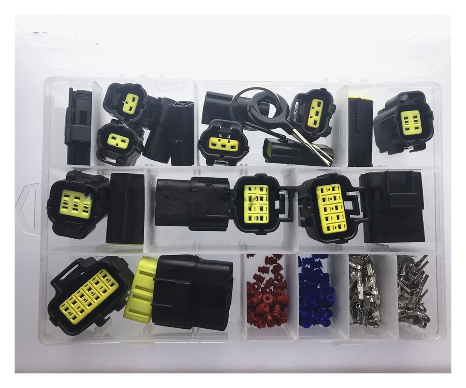 Hengliang Store 226 szt. 1,8 mm Amp. Wodoodporna elektryczna złącze przewodu zestawy zestawy z zaciskającym się zaciskami i gumowymi uszczelkami(3 Sets)