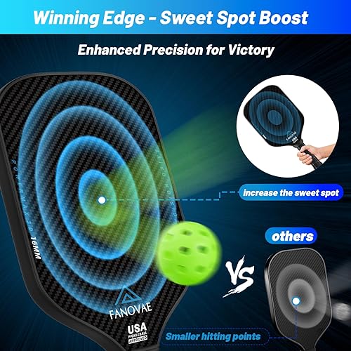 Vista 3 de Palas de pickleball aprobadas por USAPA de fibra de carbonofibra de vidrio, juego de 21 con bolsacubierta, juego de paletas de pickleball
