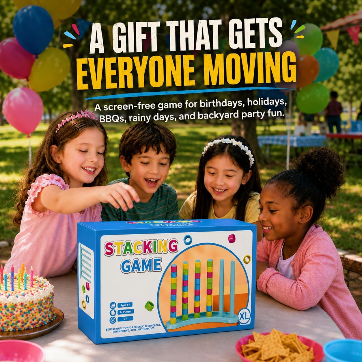2 Pack Giant Color Matching Challenge Game, Speed Rings Stack Board Games | Indoor Outdoor Stack Games for Kids, Adults and Family, Camping & Group Play, Table Games for Plus Fun Party, Family Night