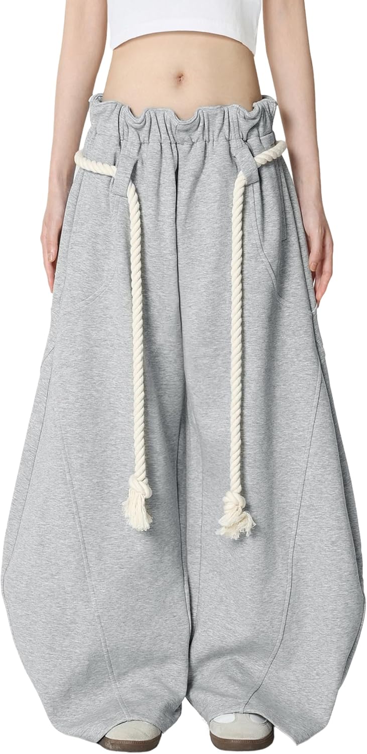 Aelfric Eden Super Baggy Barrel Sweatpants Wide Leg Pants for Women Men Casual Elastic Waist Unisex Lantern Trouser Pants