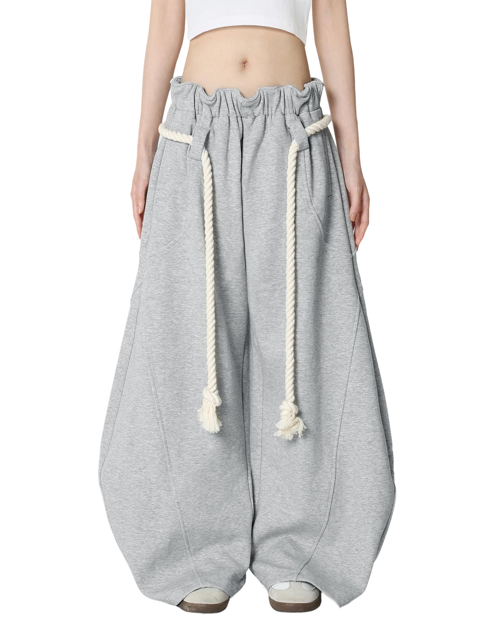 Aelfric Eden Super Baggy Barrel Sweatpants Wide Leg Pants for Women Men Casual Elastic Waist Unisex Lantern Trouser Pants