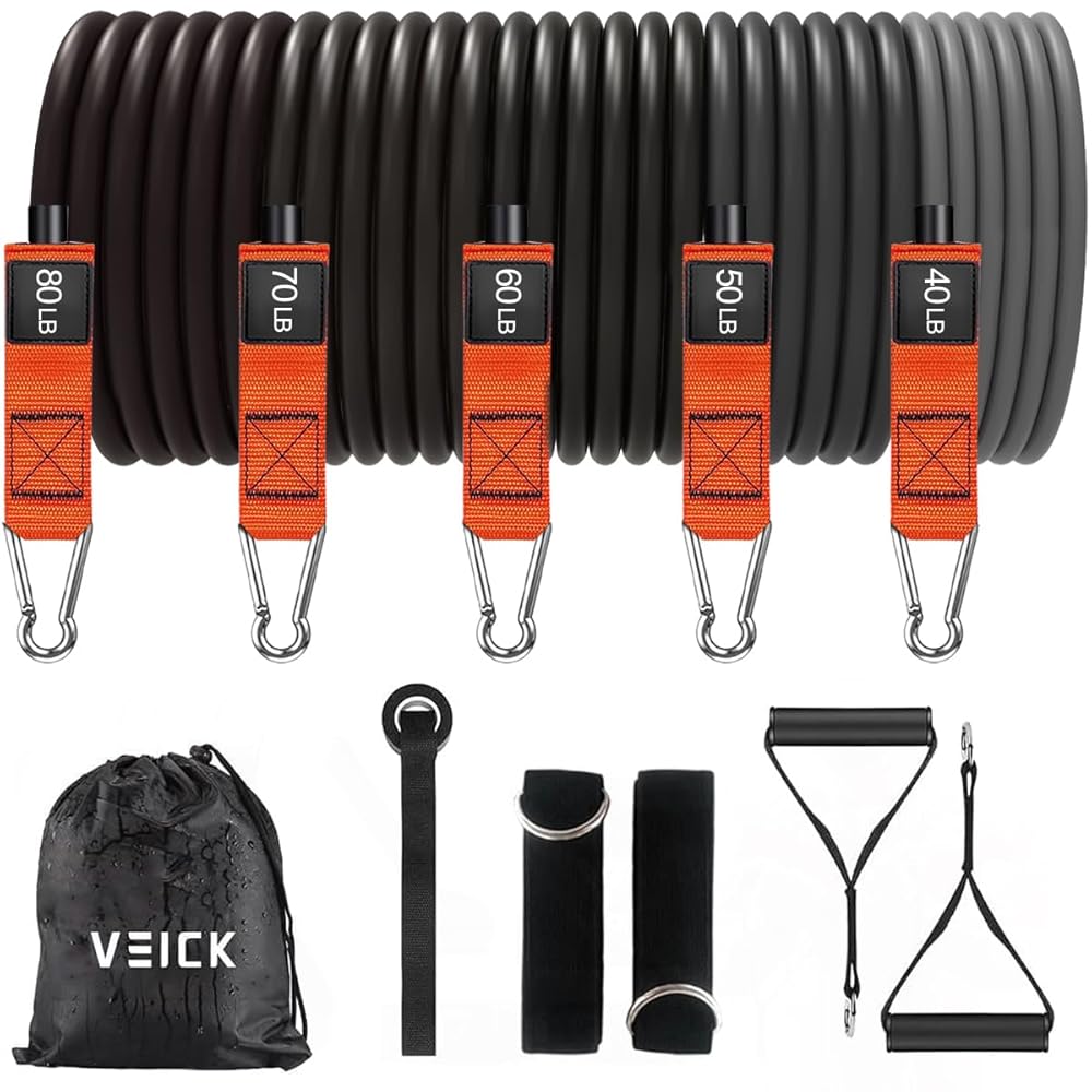 VEICK Resistance Bands, Exercise Bands, Workout Bands, Resistance Bands for Working Out with Handles for Men and Women, Exercising Bands for Fitness Weights Work Out at Home