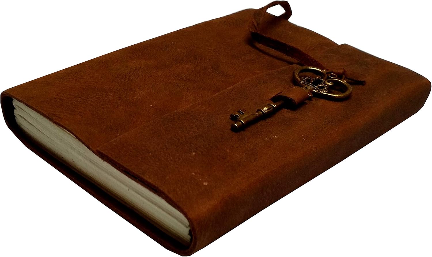 Purpledip Leather Diary 'Key To Happiness': Handmade Paper Journal for Corporate Gift or Personal Memoir (11685)