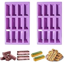 2Pcs oat bar mold - 12rectangle silicone molds - Chocolate silicone mold for baking candies/energy bars, cheesecake, dried fruit cereal cookies 2, purple