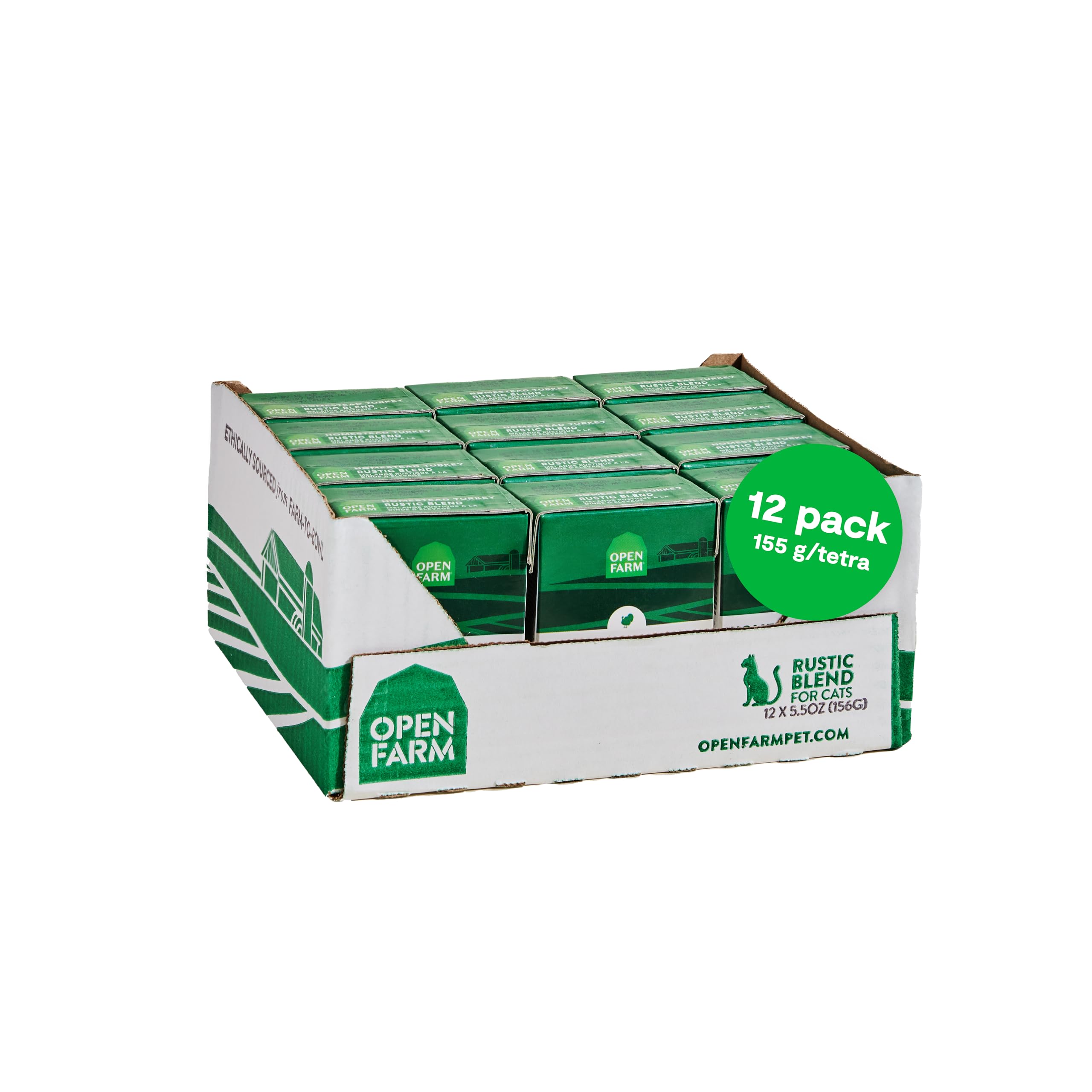 Rustic Blend Wet Cat Food, Complete & Balanced Medley with Human-Grade Ingredients, Humanely-Raised Meat, Non-GMO Veggies & Bone Broth, Homestead Turley Recipe, 5.5oz Packs (Case of 12)