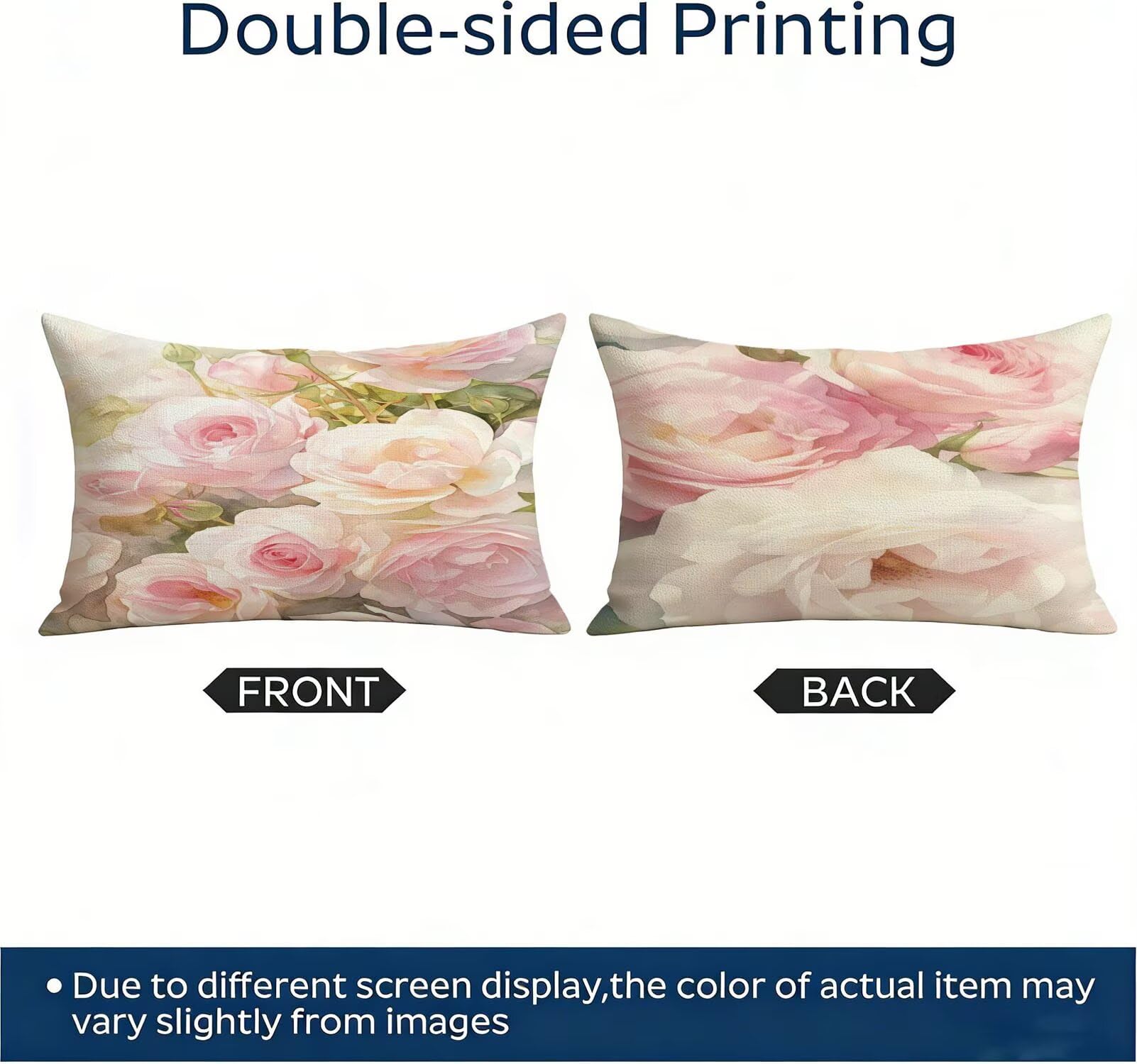 Générique Housse Coussin Exterieur Impermeable 30x50cm Rose Décoratif Taie d'oreiller Decoration Flower Housse de Coussin Exterieur Impermeable pour Salon de Jardin Lot 2. T-4565