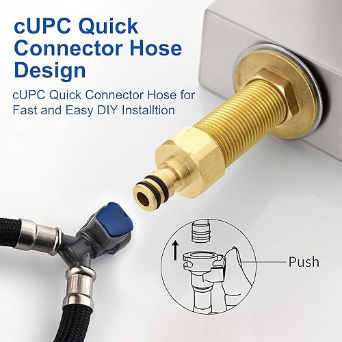 Miniatura 6 de SHAMANDA Grifo de baño en cascada de 3 agujeros 2 manijas cuadradas de latón extendido para lavabo con líneas de suministro de agua cUPC níquel