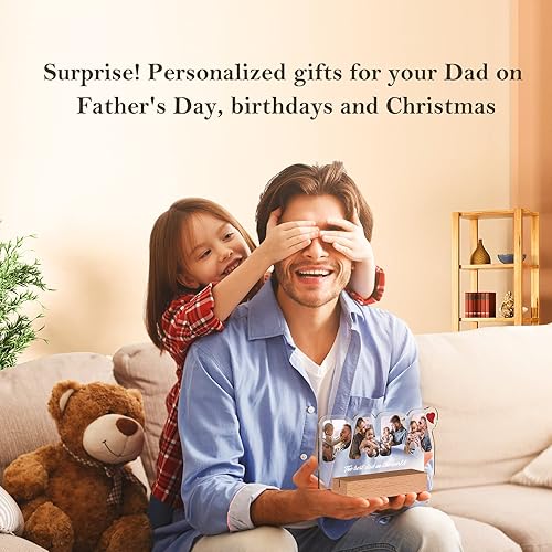 Miniatura 2 de Bemaystar Regalos personalizados para papá, luces nocturnas personalizadas con foto, regalos personalizados para papá en el día del padre,