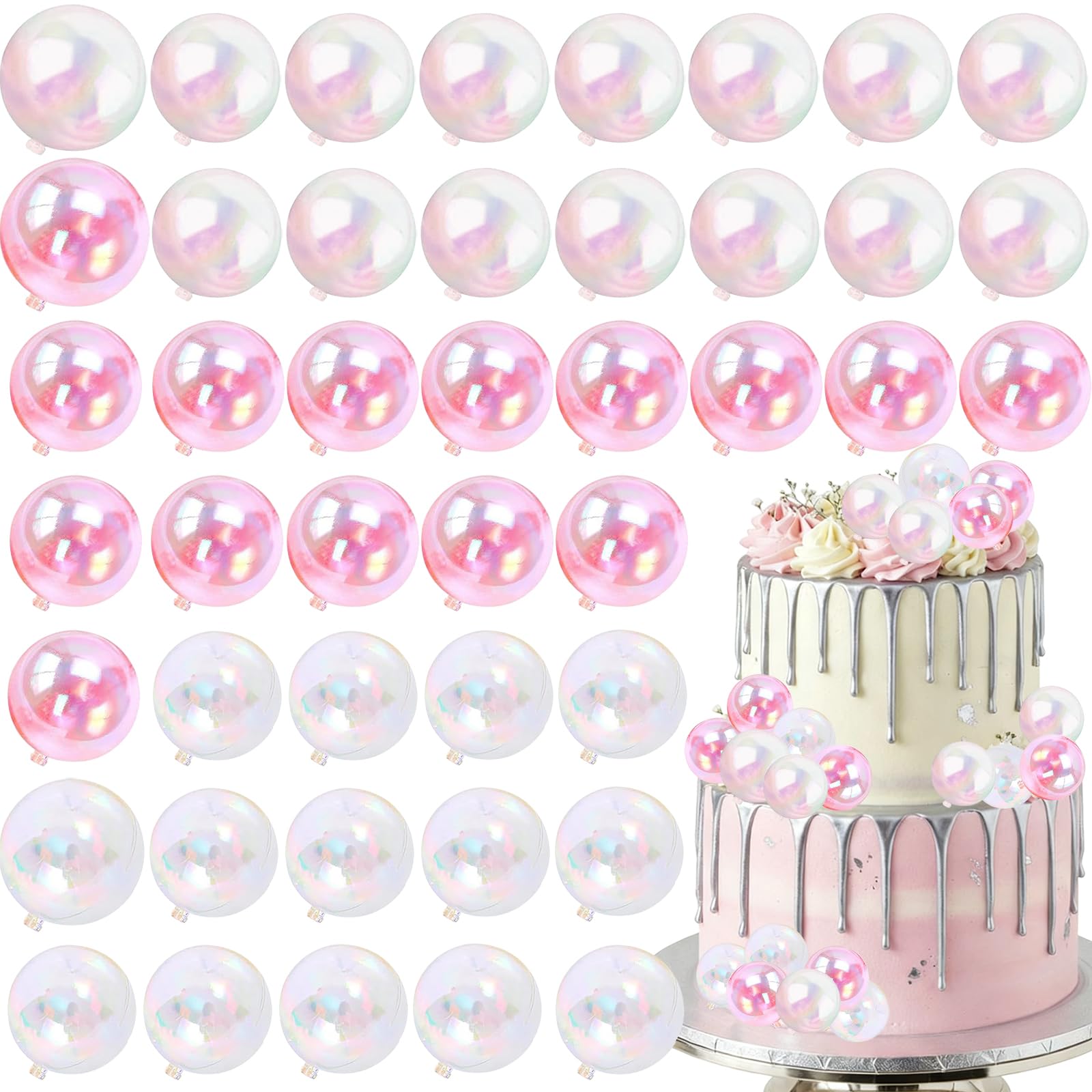 45PCS Ball Cake Picks Colorful Ball Shaped Cake Topper, Pearl Balls,DIY Dessert Cake Decoration Birthday Party Wedding Supplies