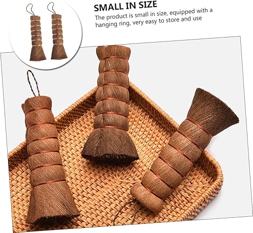 Miniatura 5 de Healeved Cepillo para bandeja de té de pelo marrón, mini cepillo para platos, batidor de té, matcha, batidor, olla, fregador, cepillo para lavar