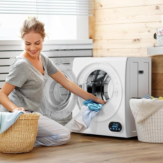 ROVSUN Portable Clothes Dryer, 110V 850W High End Front Load Laundry Tumble Dryer, 1.5 cu.ft Electric Dryer with Stainless Steel Tub & LCD Touch Panel for Apartment, Dorm
