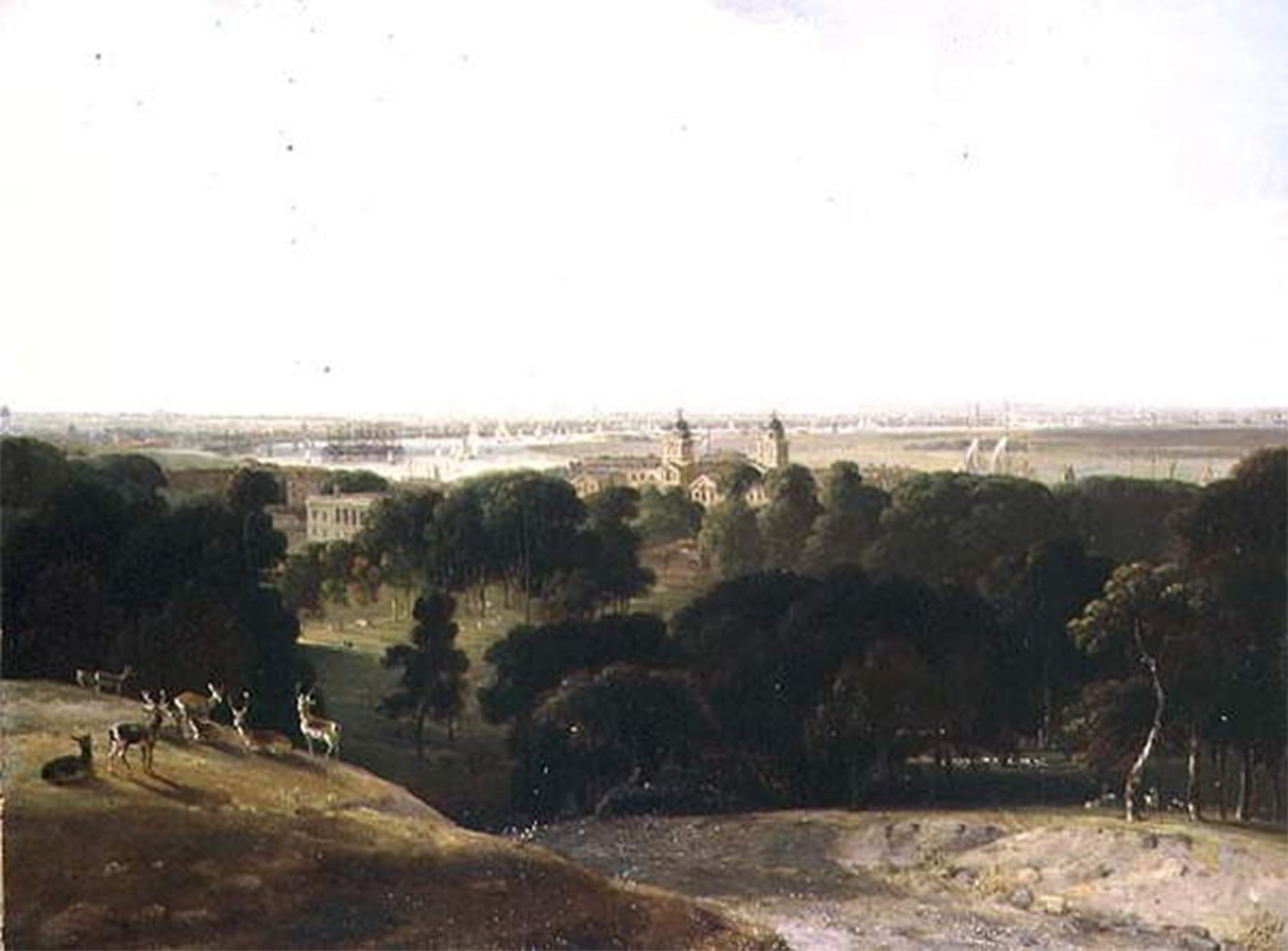 POSTERIIk Vintage Classic Picture Landscape Artwork a View of London From Greenwich Park by William Daniell Portrait Canvas Painting for Office Home Decor 60x90cm