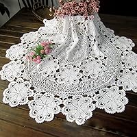 Vista 2 de Laivigo Tapones redondos hechos a mano de encaje de ganchillo, 31 pulgadas, beige