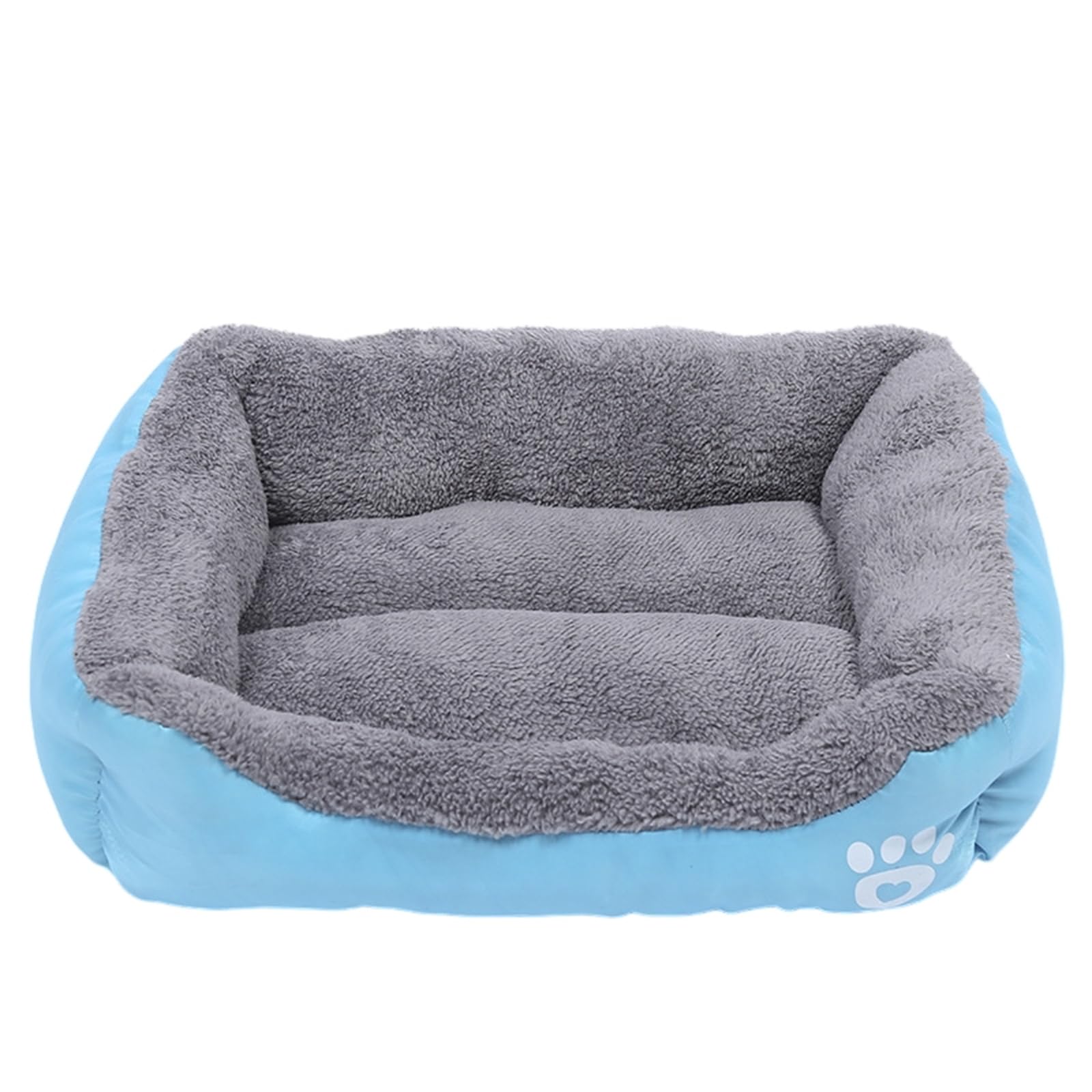 Mateju Plush Pet Bed Rectangle, Comfortable Fluffy Pet Cushion Warm Thick Warm Soft Plush Dog Cat Bed for Indoor Calming Puppy Kitten Petbed, for Small Medium (Blue,66x50x12cm)