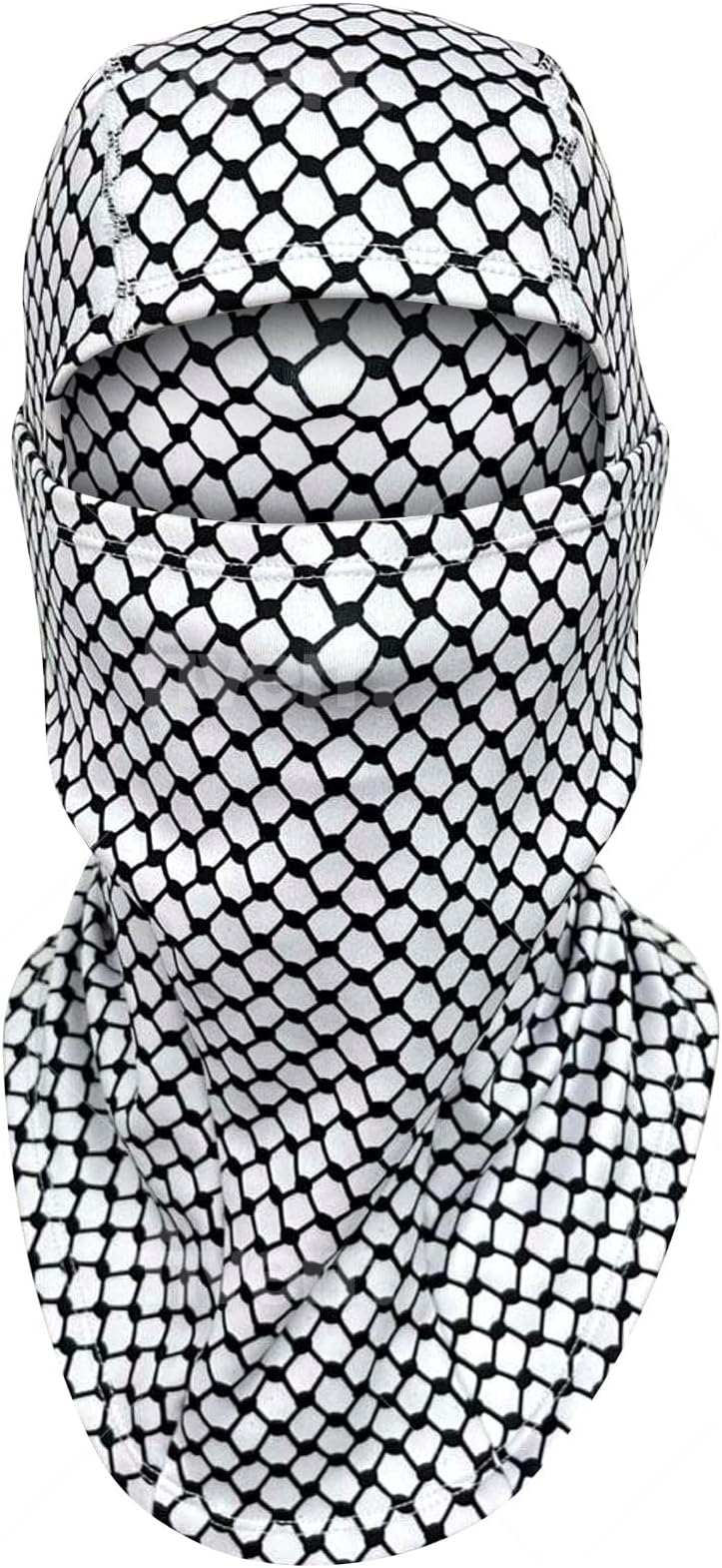 Sport Palestinian Keffiyeh Style Winter Thermal Fleece Balaclava Outdoor Thermal Fleece Face Ski Mask Black and White
