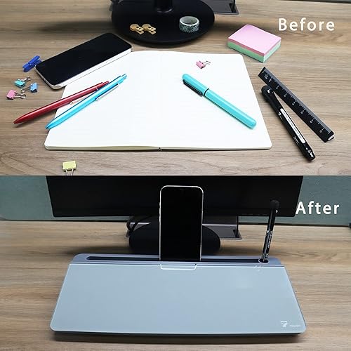 Miniatura 2 de TOWON Pizarra blanca pequeña inclinada de cristal, bloc de notas, soporte para teclado de computadora con superficie de borrado en seco,