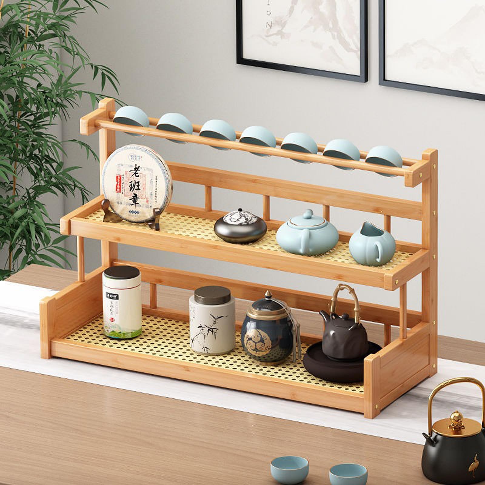 Amazon｜茶器収納棚 茶器収納棚 茶キャビネットティーポット収納棚