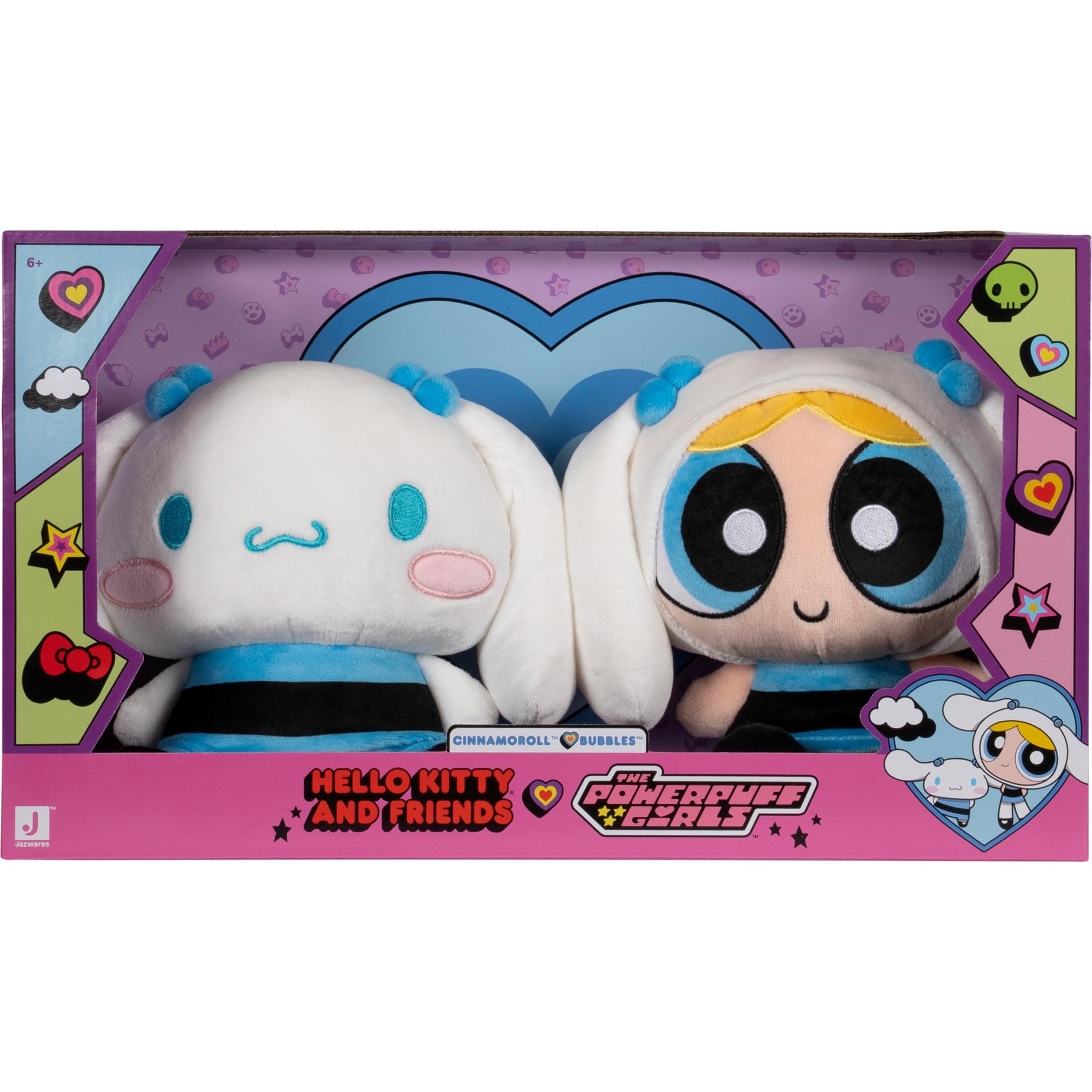 Hello Kitty® and Friends X Powerpuff Girls® Collab - 8-inch Cinnamoroll™ & Bubbles Plush - Officially Licensed Sanrio® & Cartoon Network® Product - 6+ - 2