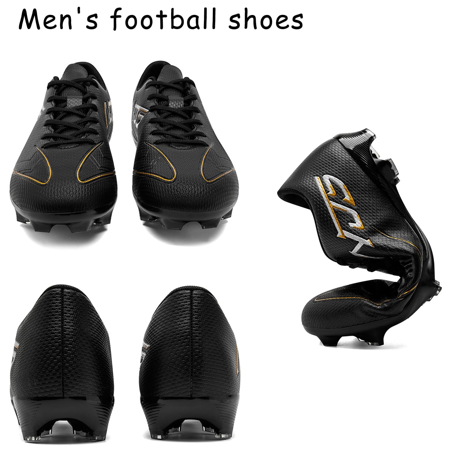 Chaussures de Football Homme Spike Crampons Adolescents Professionnel Antidérapant Chaussures de Foot Adultes Athlétisme Entrainement Chaussures de Sport