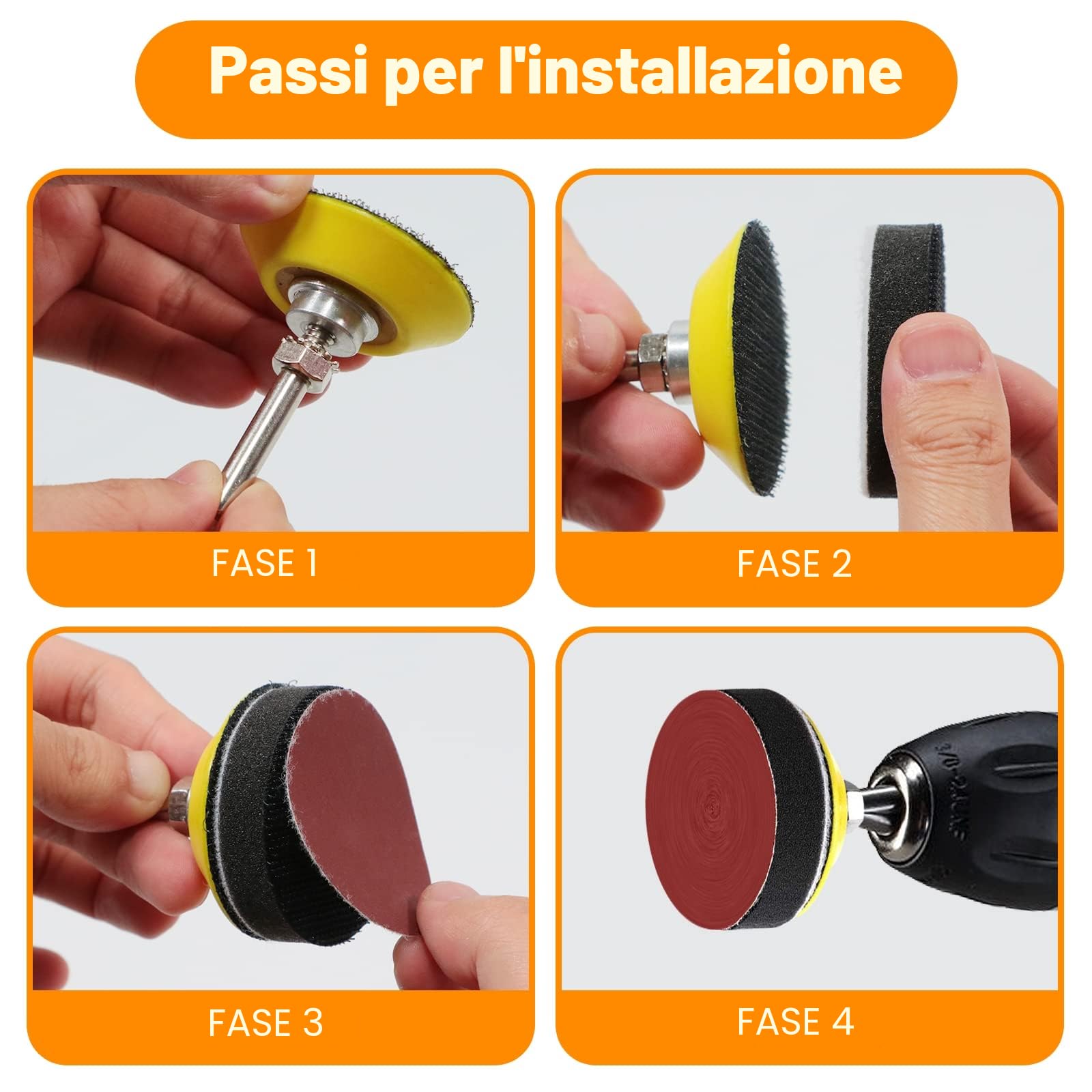 KONGMING 130 Pezzi Dischi Abrasivi 50mm Dischi Carta Abrasiva Grana 80 100 120 150 240 320 400 600 800 1000 1200 2000 3000 Kit di Levigatura Dischetti Abrasivi da 2 Pollici