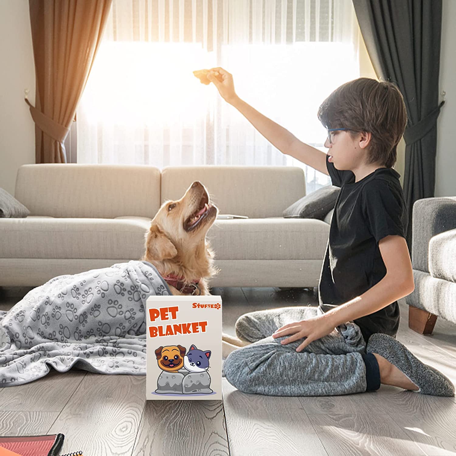 Stuffed® 3 Mantas Suaves Perros pequeños, Manta calmante Lavable para protección de jaulas, Regalos Esenciales para Perros, Cachorros, Gatitos, 24 x 16 Pulgadas, Gris