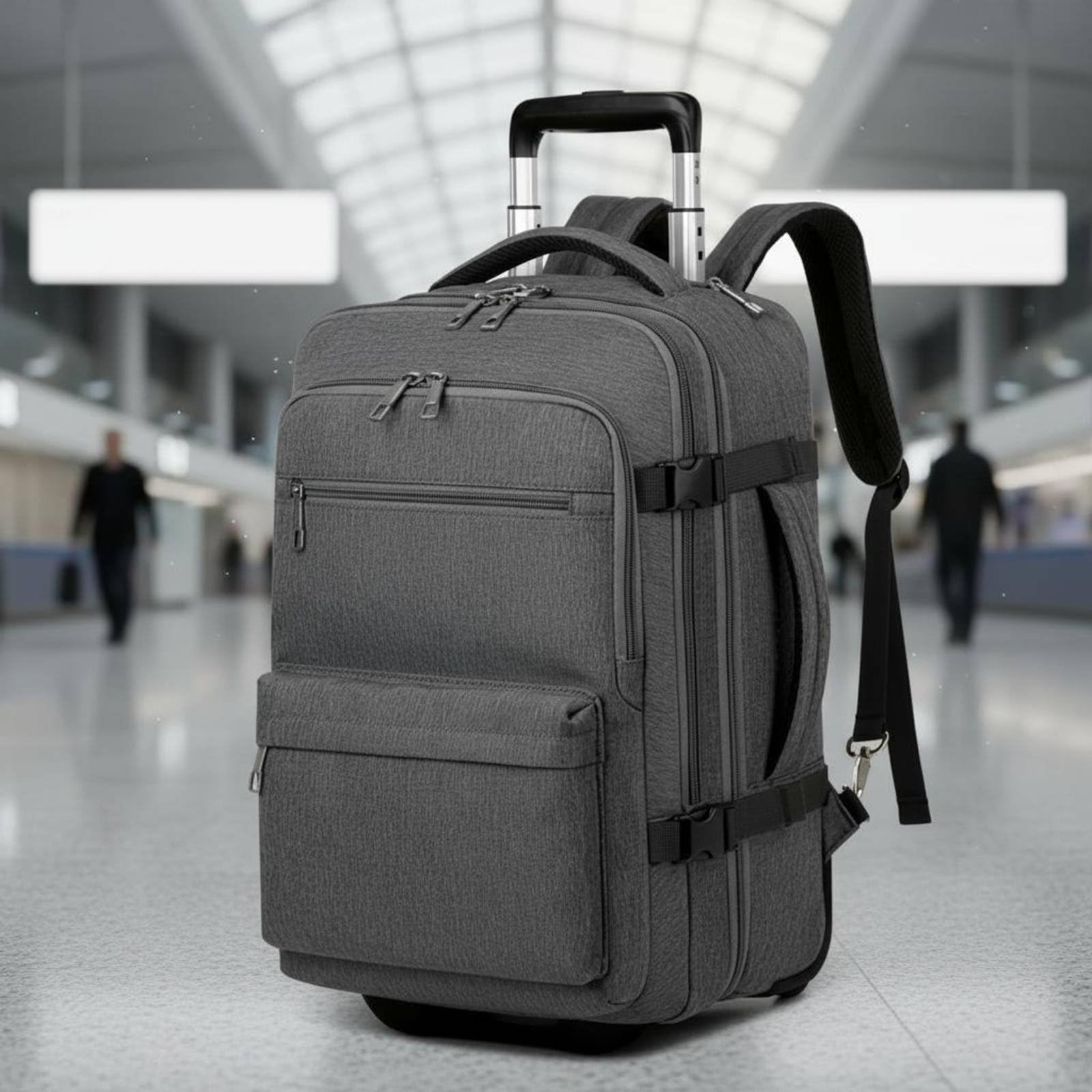 Maleta con Ruedas Mochila Trolley para Portátil Equipaje de Mano Impermeable con Funda para Ordenador y Ruedas Suaves Adecuada para Viajes de Negocios, Gray