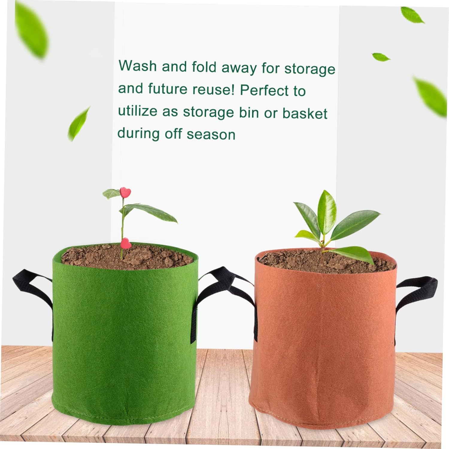 Mipcase 12pcs Nonwoven Plant Grow Bags for Vegetables and Flowers Portable and Lightweight Handles for Indoor and Outdoor Gardening