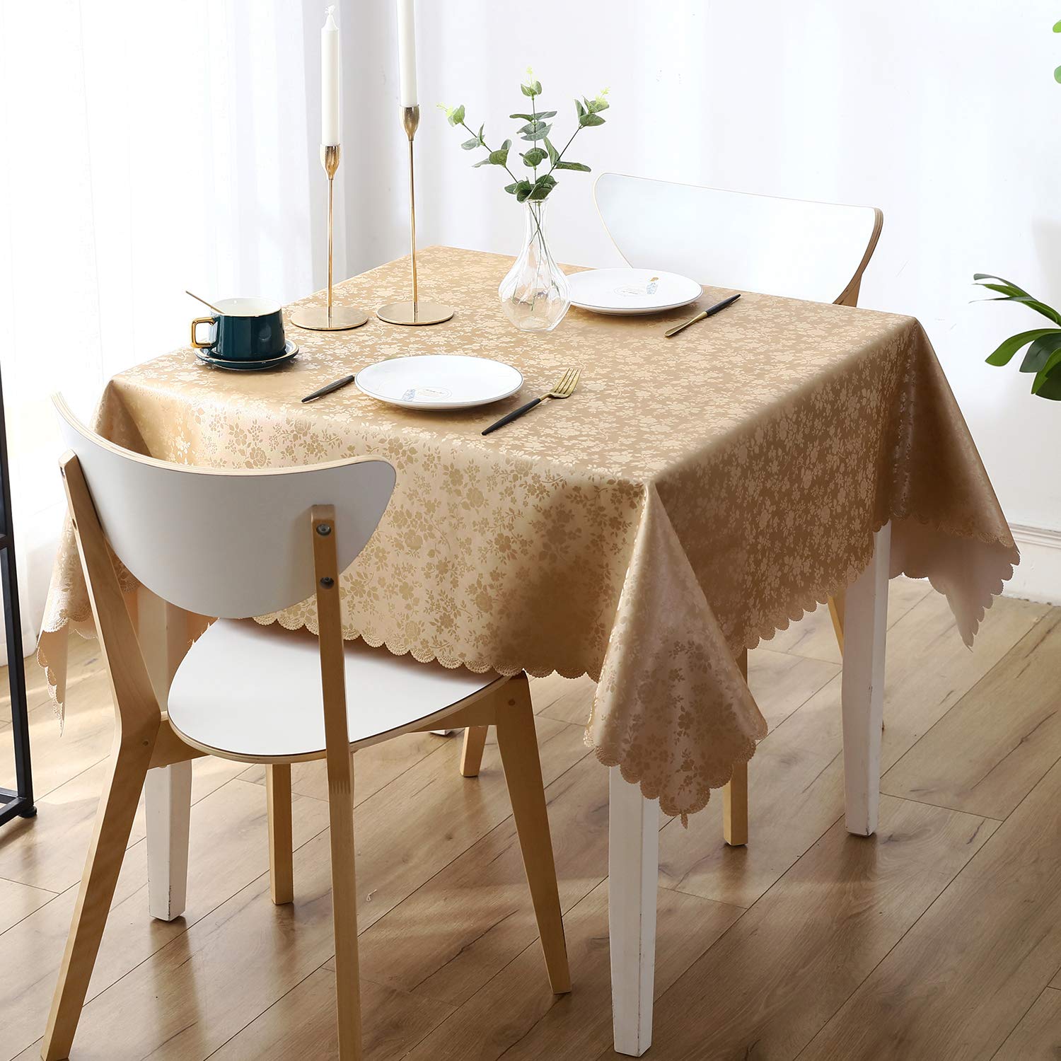 Smiry Square Waterproof Heavy Duty Vinyl Tablecloths, 54 x 54 Inch