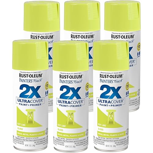 Rust-Oleum 249104-6PK Painter's Touch 2X Ultra Cover Spray Paint, 12 oz, Gloss Key Lime, 6 Pack