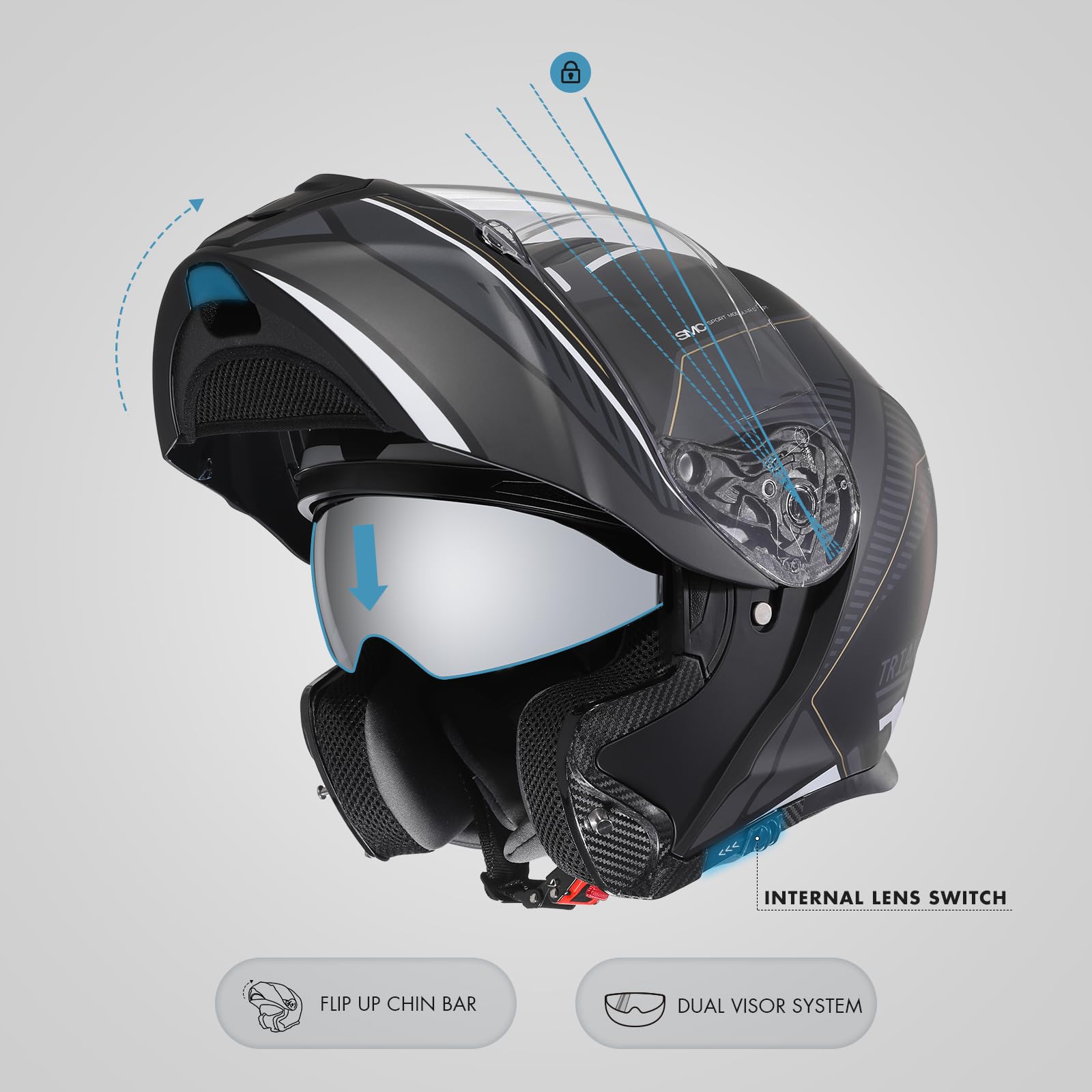 bike helmet flip up chin bar TRIANGLE Modular Motorcycle Helmets Full Face Dual Visor for Adults Men and Women DOT Approved : Automotive which includes energy attenuation Color:MG Bloody Nose - Moonshine Glow Carry-On Underseat Halo guys .... ,